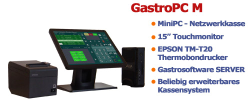 Gastro PC M Kassensystem mit Touchmonitor und Bondrucker
